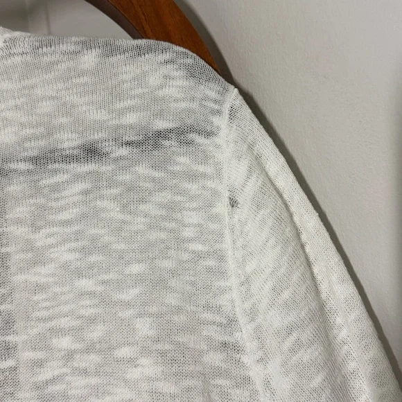 J. Jill XL White Linen Cotton Short Sleeve Open Front Knit Cardigan Sweater - Picture 10 of 10